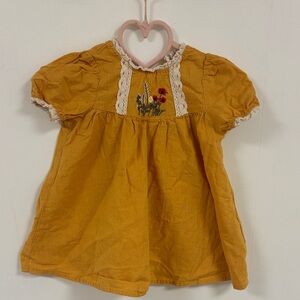 SHEIN Mustard Baby Dress with Lace Detail